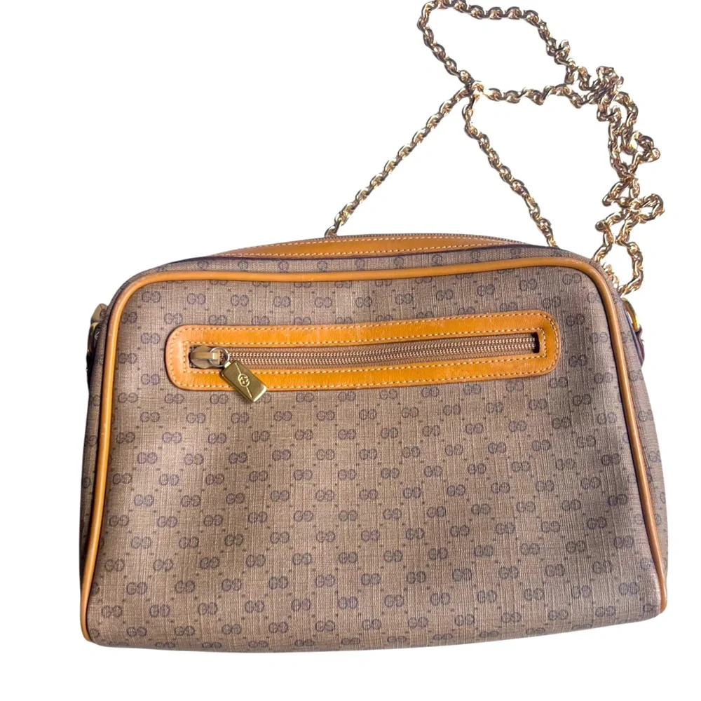 Vintage GUCCI logo zip shoulder bag purse - Picture 8 of 10